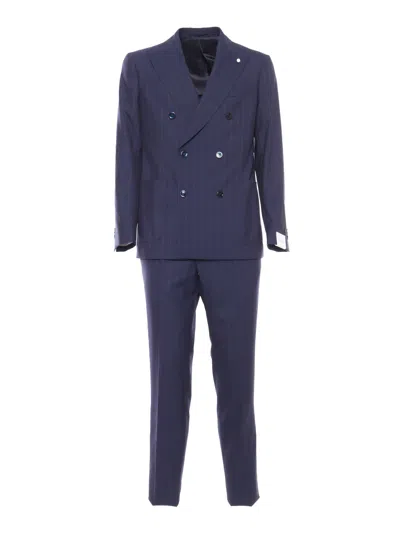 Luigi Bianchi Blue Pinstripe Suit