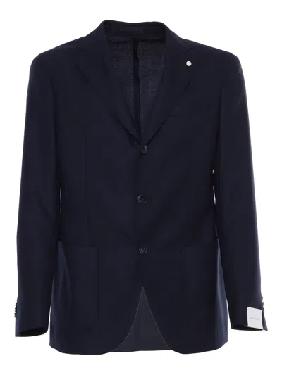 LUIGI BIANCHI BLUE SINGLE-BREASTED BLAZER