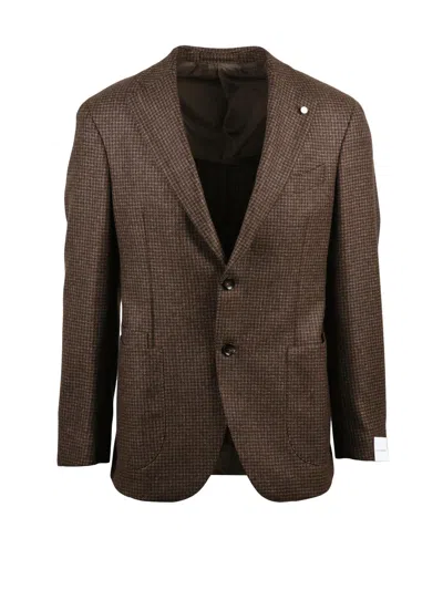 Luigi Bianchi Checkered Virgin Wool Jacket With Rounded Silhouette In Multi