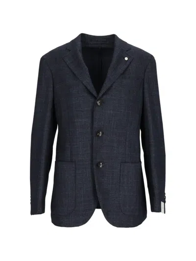 Luigi Bianchi Check-pattern Notched-lapel Blazer In Animal Print