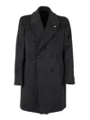 Luigi Bianchi Structured Overcoat In Virgin Wool Blend With Smooth Finish In Gray