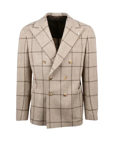 Luigi Bianchi Double-breasted Jacket In Virgin Wool And Cashmere Blend In Multi