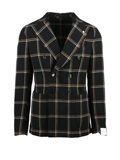 Luigi Bianchi Double-breasted Jacket With Check Pattern And Tailored Fit In Multi