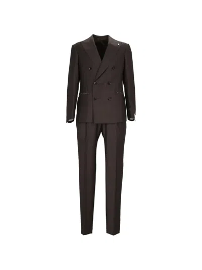 Luigi Bianchi Double-breasted Suit In Brown