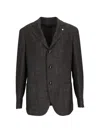Luigi Bianchi Drop 7 Herringbone-pattern Blazer In Black