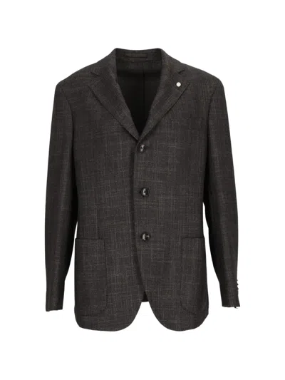 Luigi Bianchi Drop 7 Herringbone-pattern Blazer In Black