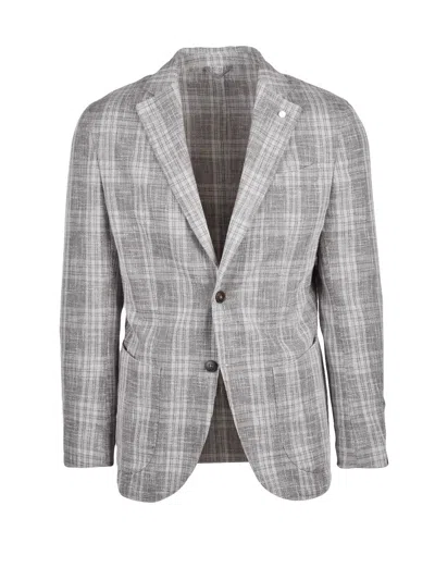 Luigi Bianchi Fitted Jacket - Grey In Burgundy