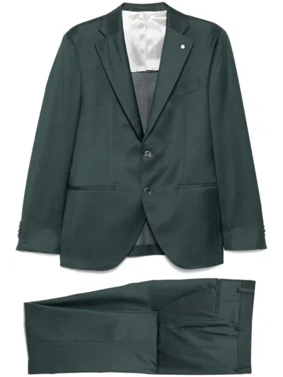 LUIGI BIANCHI GREEN DOUBLE-BREASTED WOOL SUIT