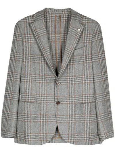 LUIGI BIANCHI LUIGI BIANCHI GREY TARTAN CHECK JACKET