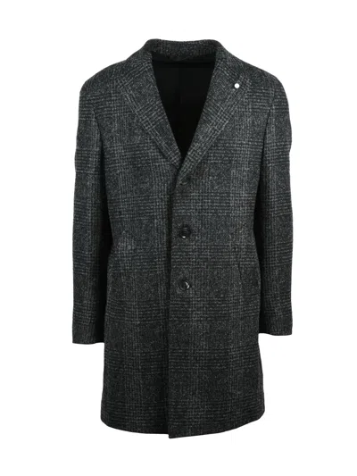 Luigi Bianchi Grey Virgin Wool-cashmere Coat In Black