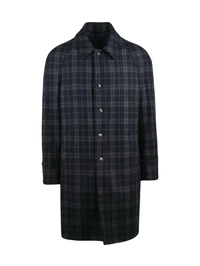 Luigi Bianchi Camel-blue Wool-blend Long Coat