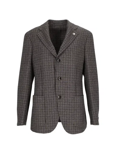 Luigi Bianchi Houndstooth-pattern Blazer In Gray