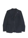 Luigi Bianchi Logo Jacket Featuring Herringbone Pattern In Blue