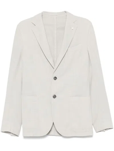 Luigi Bianchi Light Grey Cotton Blazer In Grey