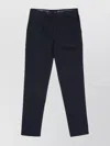 Luigi Bianchi Logo Cotton Blend Trousers With Tapered Leg In Blue