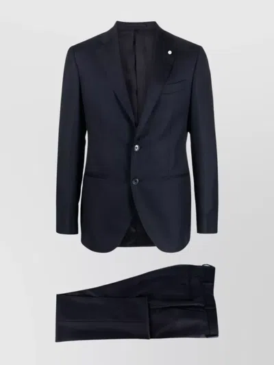 LUIGI BIANCHI LOGO SUIT FEATURING BROOCH DETAIL