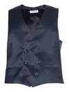 LUIGI BIANCHI MANTOVA BLUE DOUBLE-BREASTED VEST