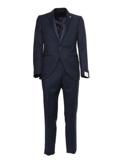 Luigi Bianchi Mantova Blue Satin Suit