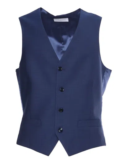 Luigi Bianchi Mantova Bright Blue Single-breasted Vest