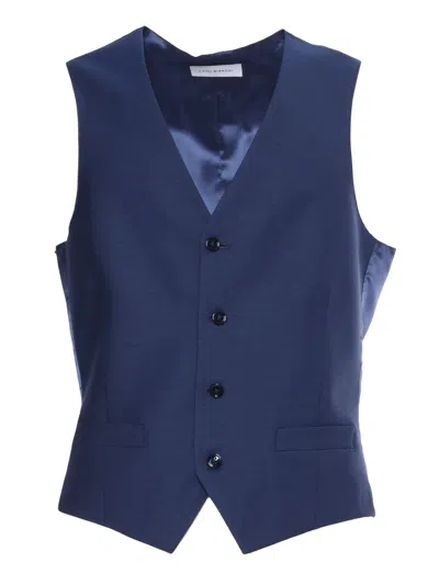 Luigi Bianchi Mantova Bright Blue Single-breasted Waistcoat