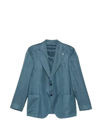 Luigi Bianchi Mantova Button Wool Blazer In Blue