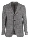Luigi Bianchi Mantova Checked Blazer In Gray