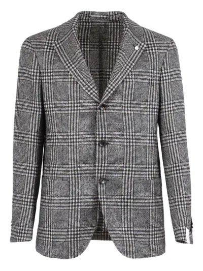 Luigi Bianchi Mantova Checked Blazer In Gray