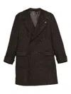 Luigi Bianchi Mantova Double-breasted Herringbone Coat With Tailored Fit In Brown