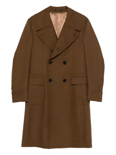 Luigi Bianchi Mantova Double-breasted Coat In Brown