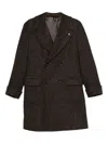 Luigi Bianchi Mantova Double-breasted Herringbone Coat With Tailored Fit In Brown