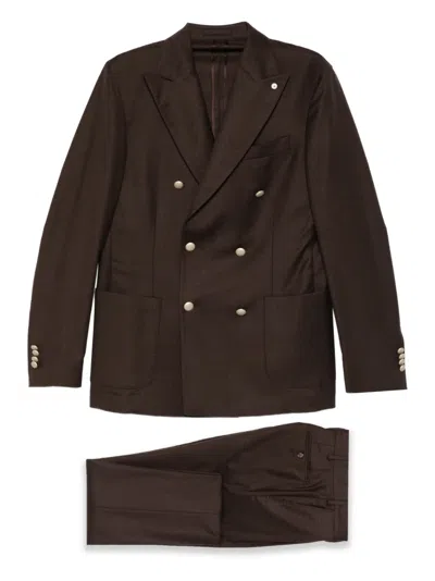 Luigi Bianchi Mantova Double-breasted Suit In Brown