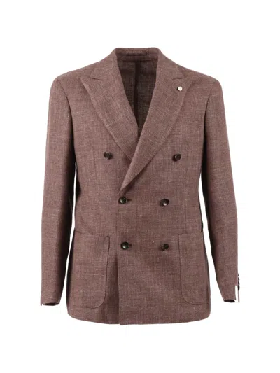 Luigi Bianchi Mantova Double-breasted Suit Jacket In Brown