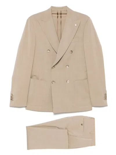 Luigi Bianchi Mantova Double-breasted Suit In Neutrals