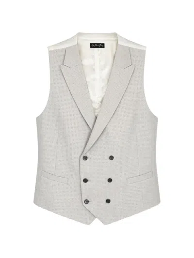 Luigi Bianchi Mantova Double-breasted Micro-pattern Waistcoat In Gray
