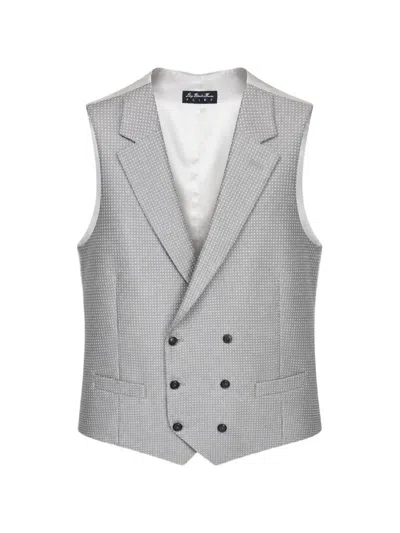 Luigi Bianchi Mantova Double-breasted Micro-pattern Waistcoat In Gray