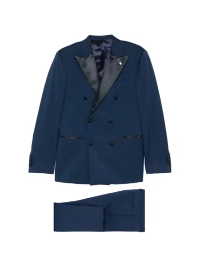 Luigi Bianchi Mantova Double-breasted Peak-lapel Suit In Blue