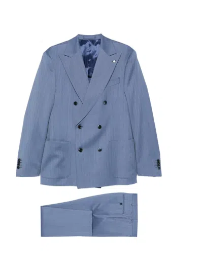 Luigi Bianchi Mantova Double-breasted Wool Suit In Blue