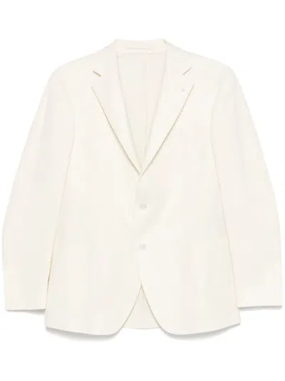 Luigi Bianchi Mantova Herringbone Blazer In White