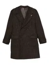 Luigi Bianchi Mantova Double-breasted Herringbone Coat With Tailored Fit In Brown