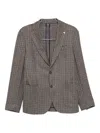 Luigi Bianchi Mantova Houndstooth Single-breasted Blazer In Brown