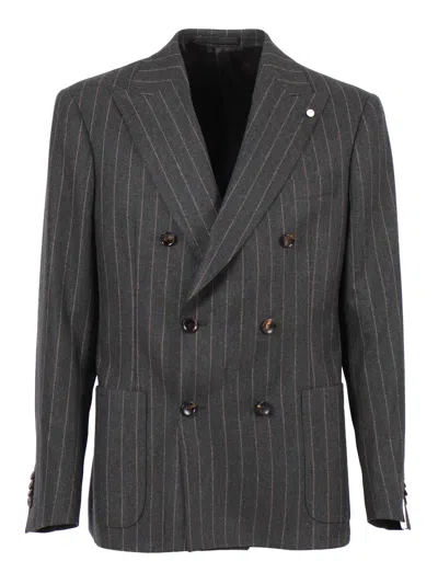 Luigi Bianchi Mantova Pinstripe Double-breasted Suit In Gray