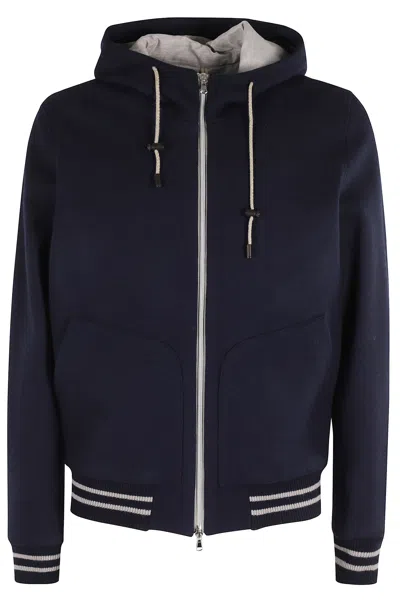 Luigi Bianchi Mantova Jersey Coat In Blue