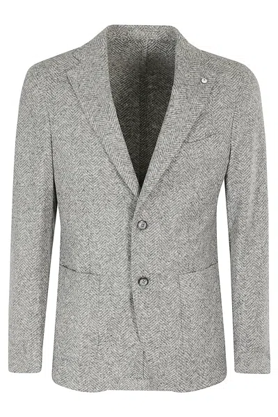 Luigi Bianchi Mantova Jersey Di Lana Cotone Spinato In Grigio Chiaro