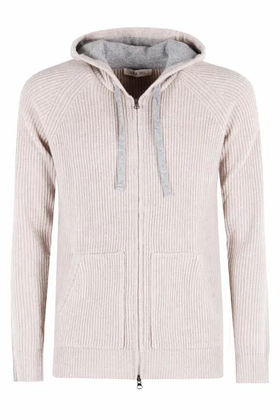 Luigi Bianchi Mantova Maglia Full Zip Cappuccio Lana Cashmere In Gray