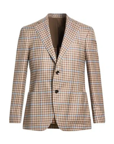 Luigi Bianchi Mantova Man Blazer Brown Size 48 Virgin Wool, Silk, Linen