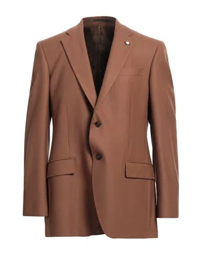 Luigi Bianchi Mantova Man Blazer Camel Size 46 Virgin Wool, Elastane In Beige