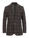 Luigi Bianchi Mantova Man Blazer Dark Brown Size 38 Cotton, Linen