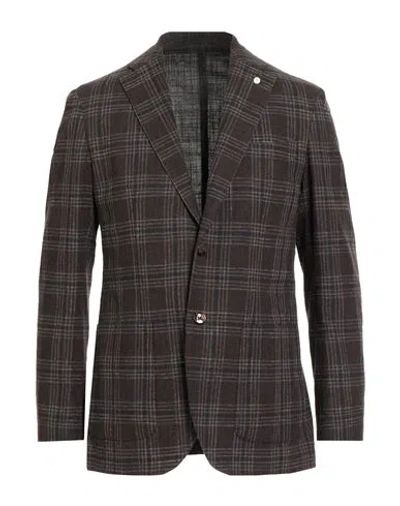 Luigi Bianchi Mantova Man Blazer Dark Brown Size 38 Cotton, Linen