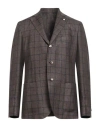 Luigi Bianchi Mantova Man Blazer Dark Brown Size 40 Linen In Brown