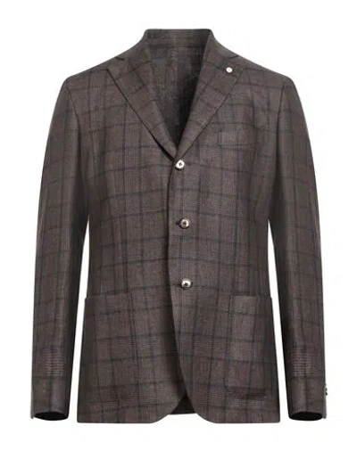 Luigi Bianchi Mantova Man Blazer Dark Brown Size 40 Linen